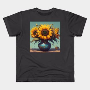 Sunflowers in Blue Vase Kids T-Shirt